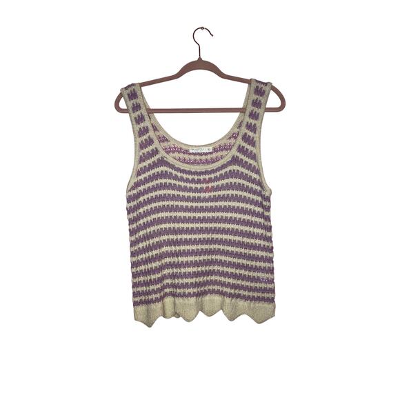 NWT Uncharted Threads lilac purple and white crochet knit tank top size small - Picture 1 of 8